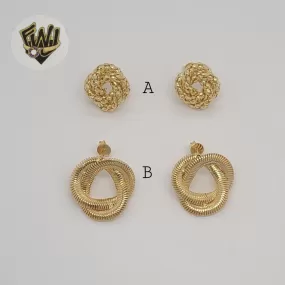 (1-1218-2) Gold Laminate - Knot Stud Earrings - BGF