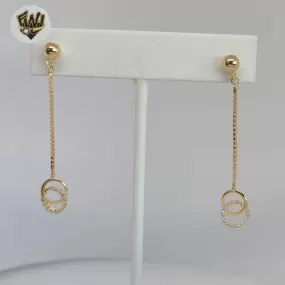 (1-1241-7) Gold Laminate - Stud Dangle Earrings - BGF