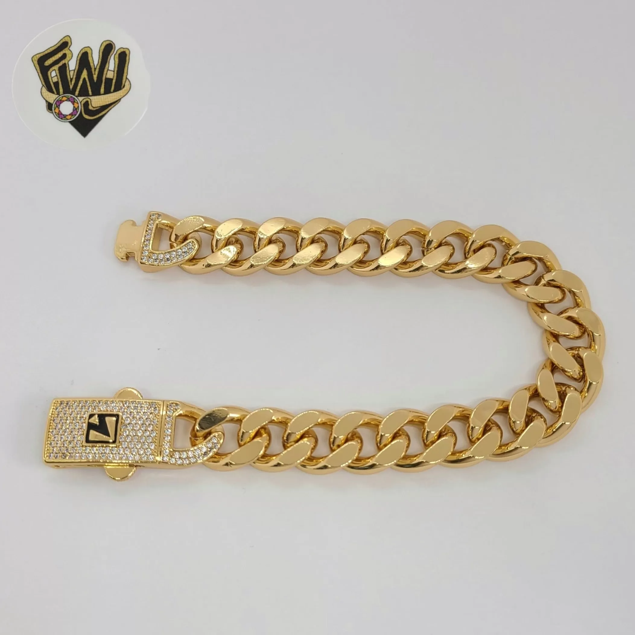 (1-60043-1) Gold Laminate - 13mm Zircon Closure Curb Bracelet - BGO