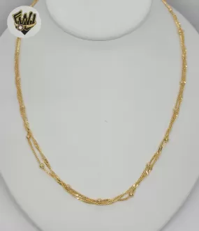 (1-6401-2) Gold Laminate - Double Link Layering Long Necklace - BGF