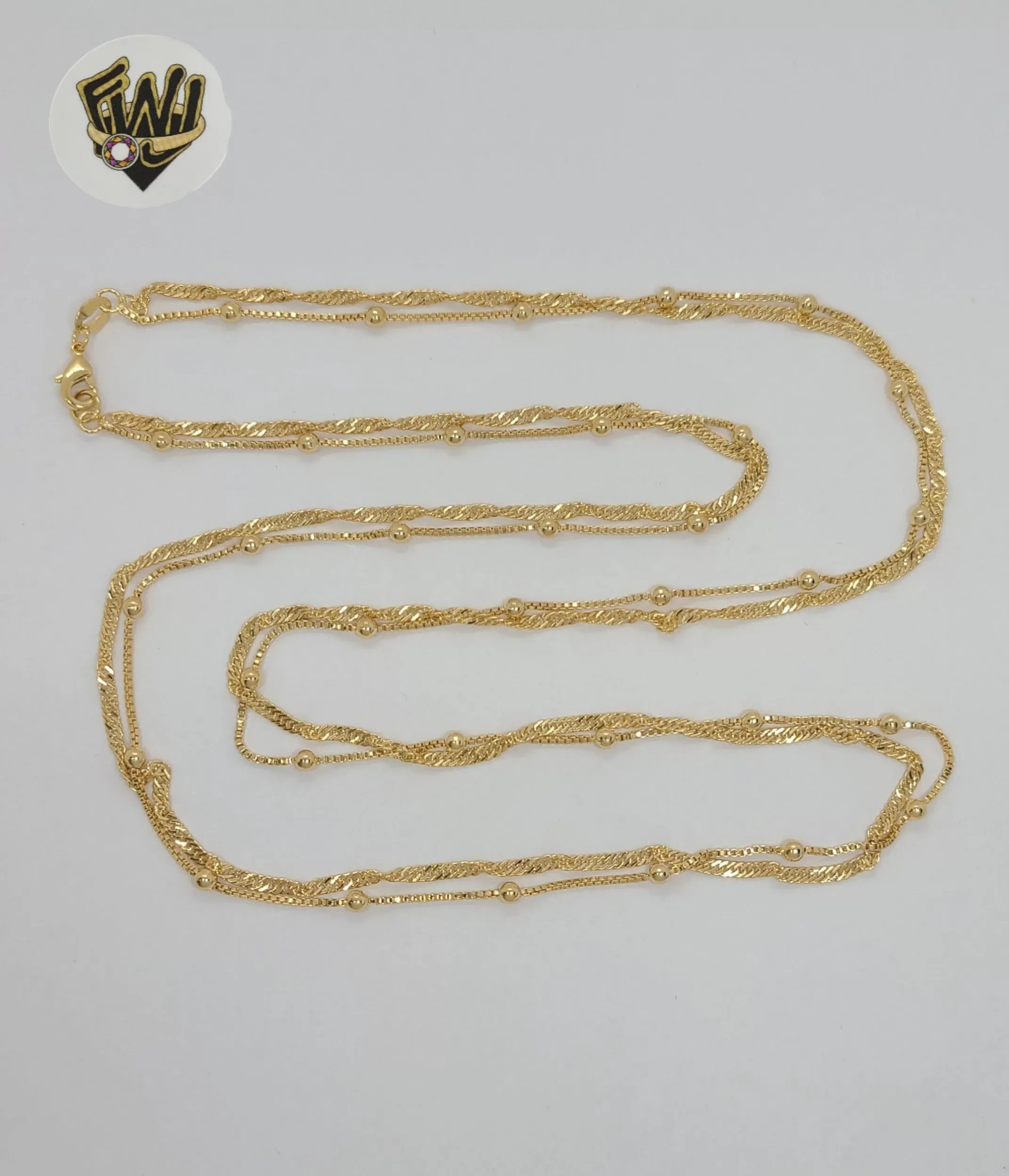 (1-6401-2) Gold Laminate - Double Link Layering Long Necklace - BGF