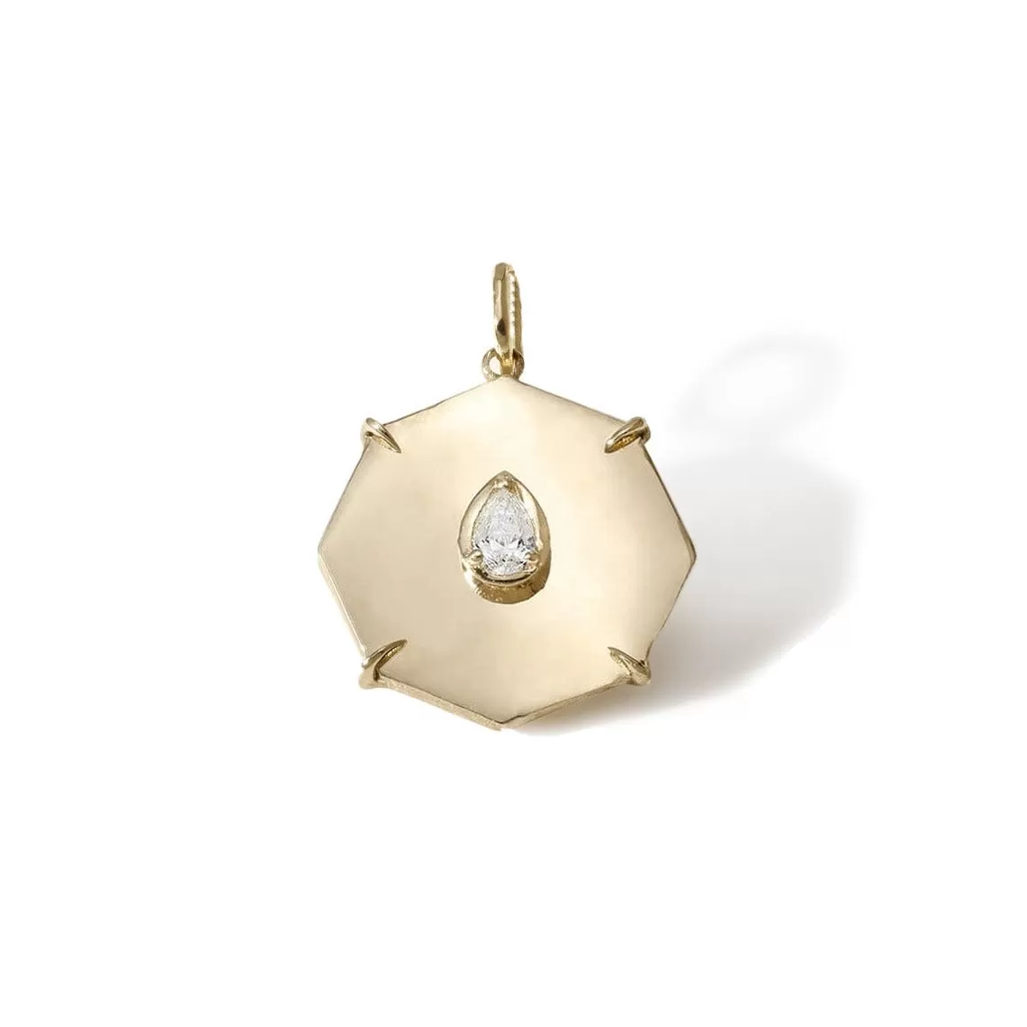 10K Gold Mini Seek Octagon Pendant with Pear-Shaped Diamond