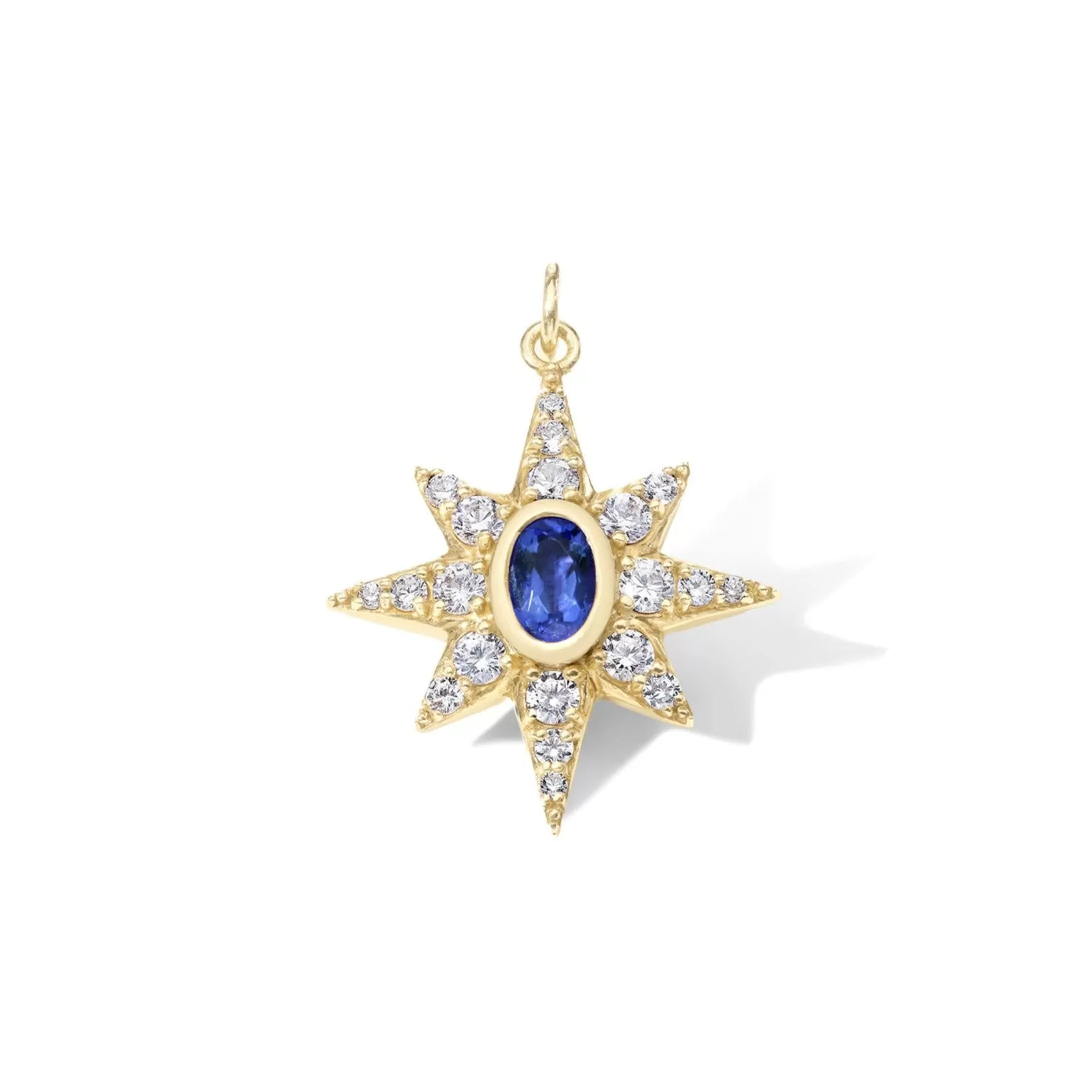 10K Mini Sapphire Starburst Pendant