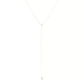 10k Yellow Gold Lariat Single Initial Necklace