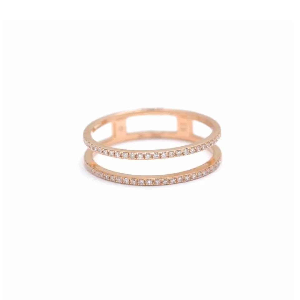 14K Gold Double Micro-Pave Band Rings