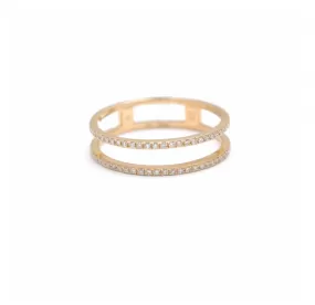 14K Gold Double Micro-Pave Band Rings