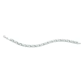 14k White Diamond Cut Heart Shapes Links Bracelet, 7.25