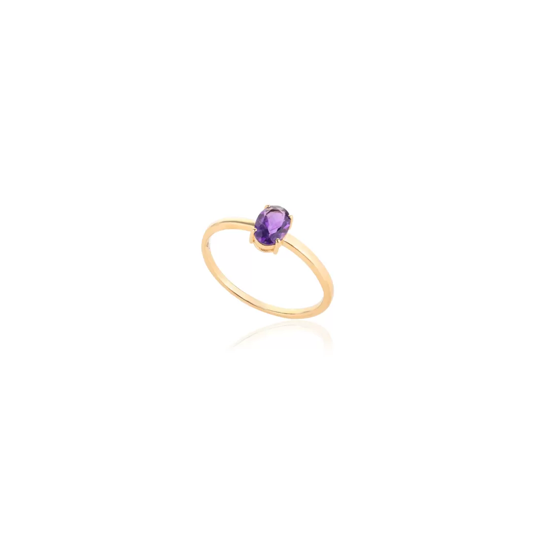 18K Gold Amethyst Rings