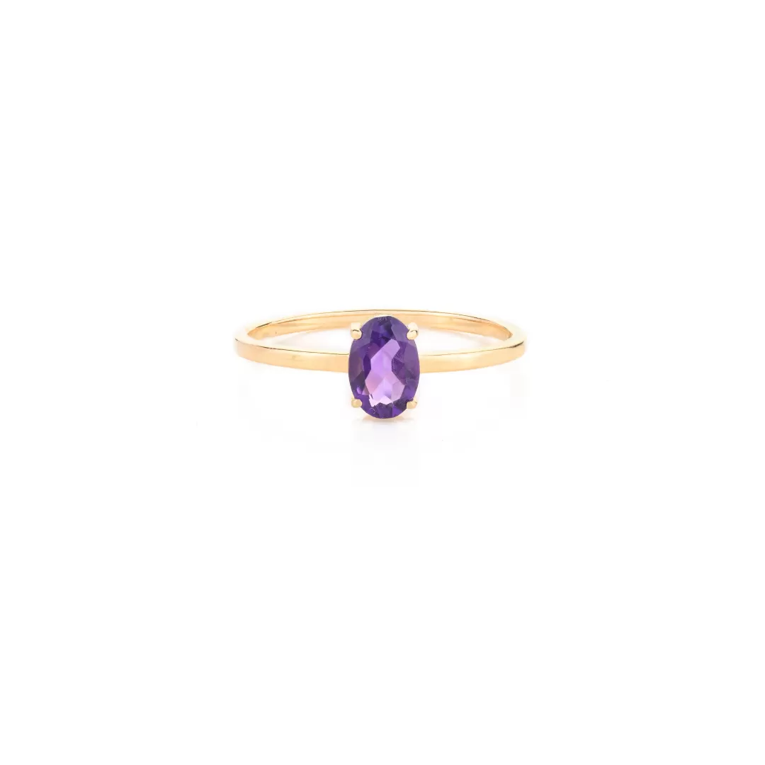 18K Gold Amethyst Rings