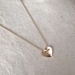 18k Gold Filled Heart Necklace With Cubic Zirconia Detail