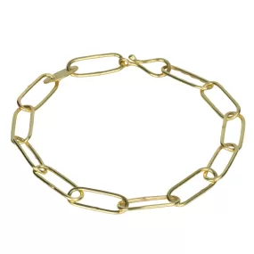 18K Gold Handmade Rectangular Link Bracelet with Disk Detail