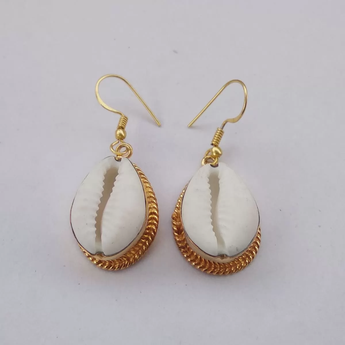 18K Gold Plated Cowrie Shell Drop Earrings