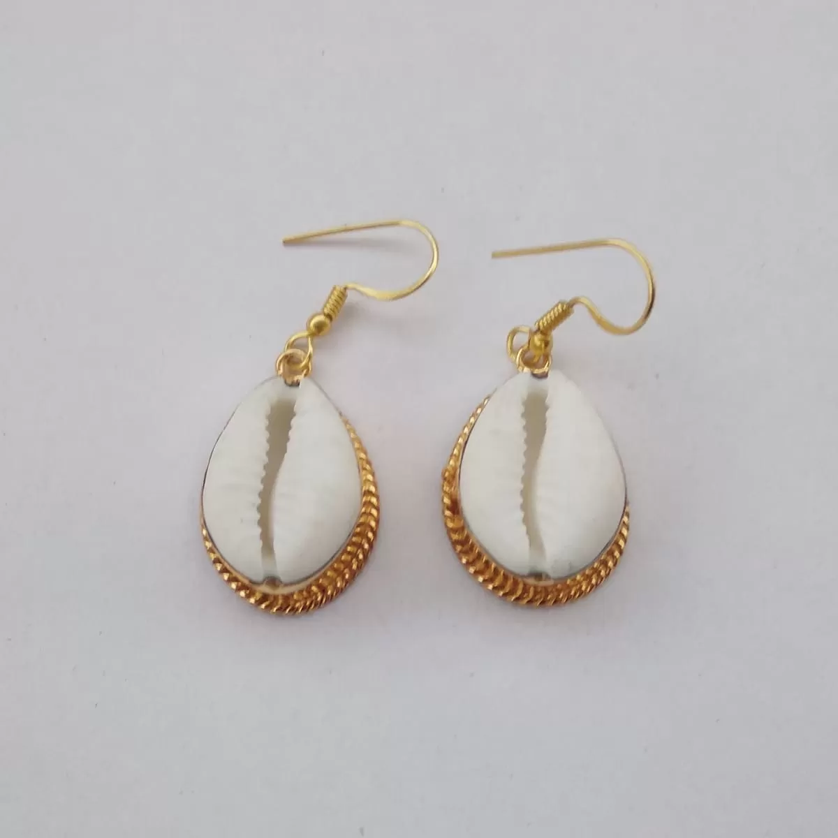 18K Gold Plated Cowrie Shell Drop Earrings