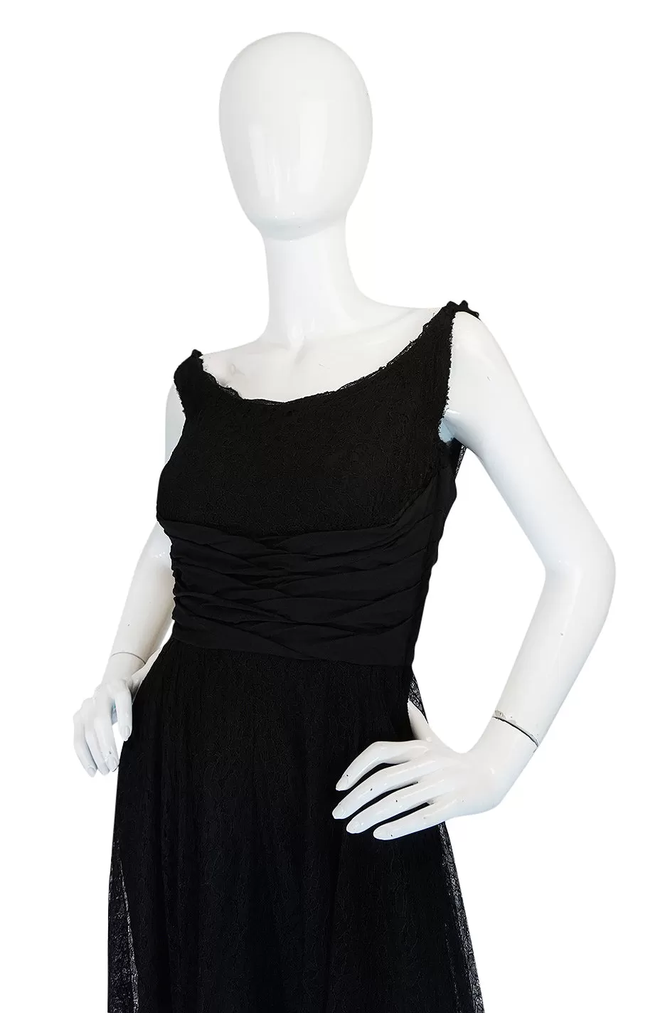 1950s Ceil Chapman Little Black Lace Overlay Dress