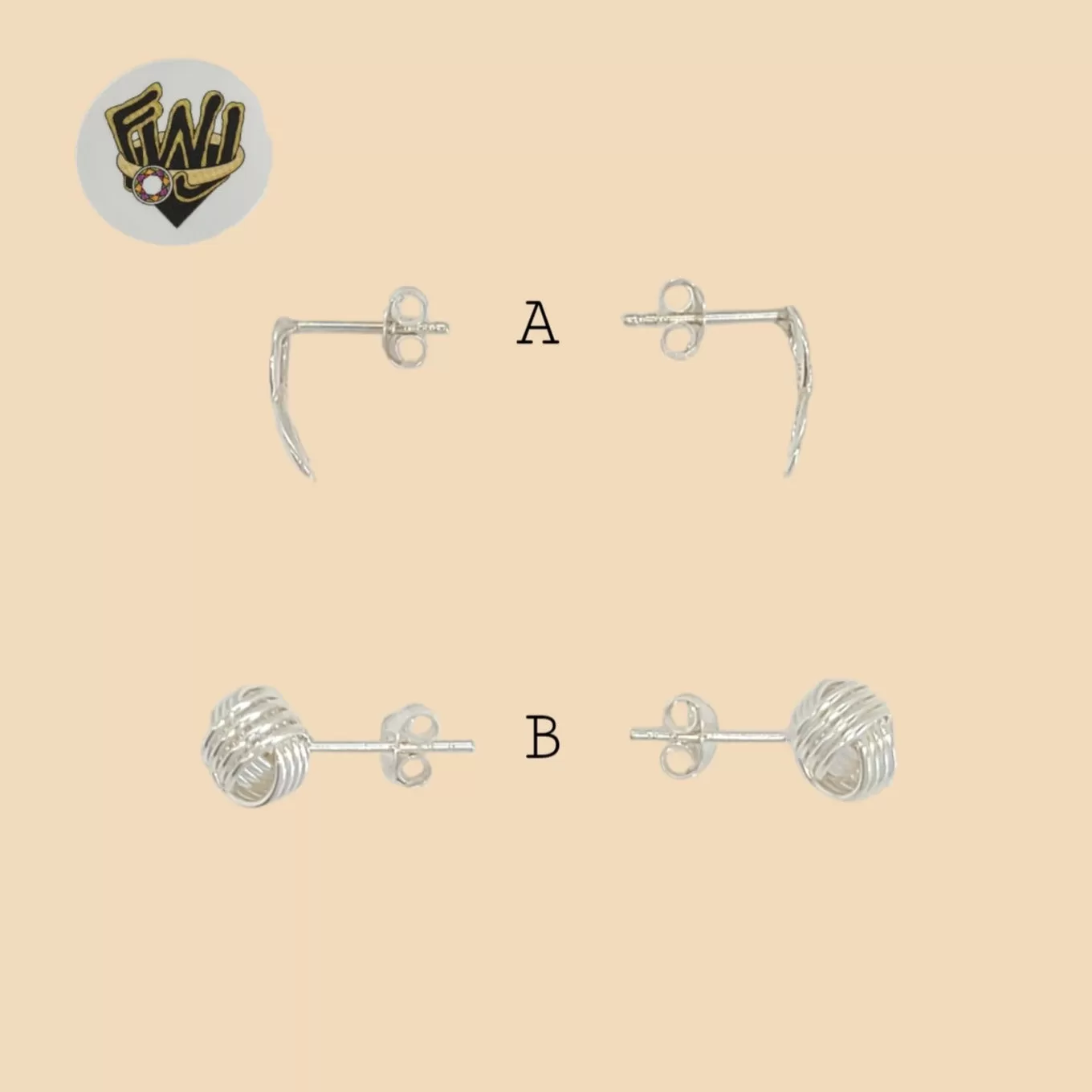 (2-3281) 925 Sterling Silver - Stud Earrings.