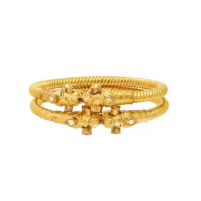 22K Yellow Gold & Kundan Bangle Set (67.1gm)