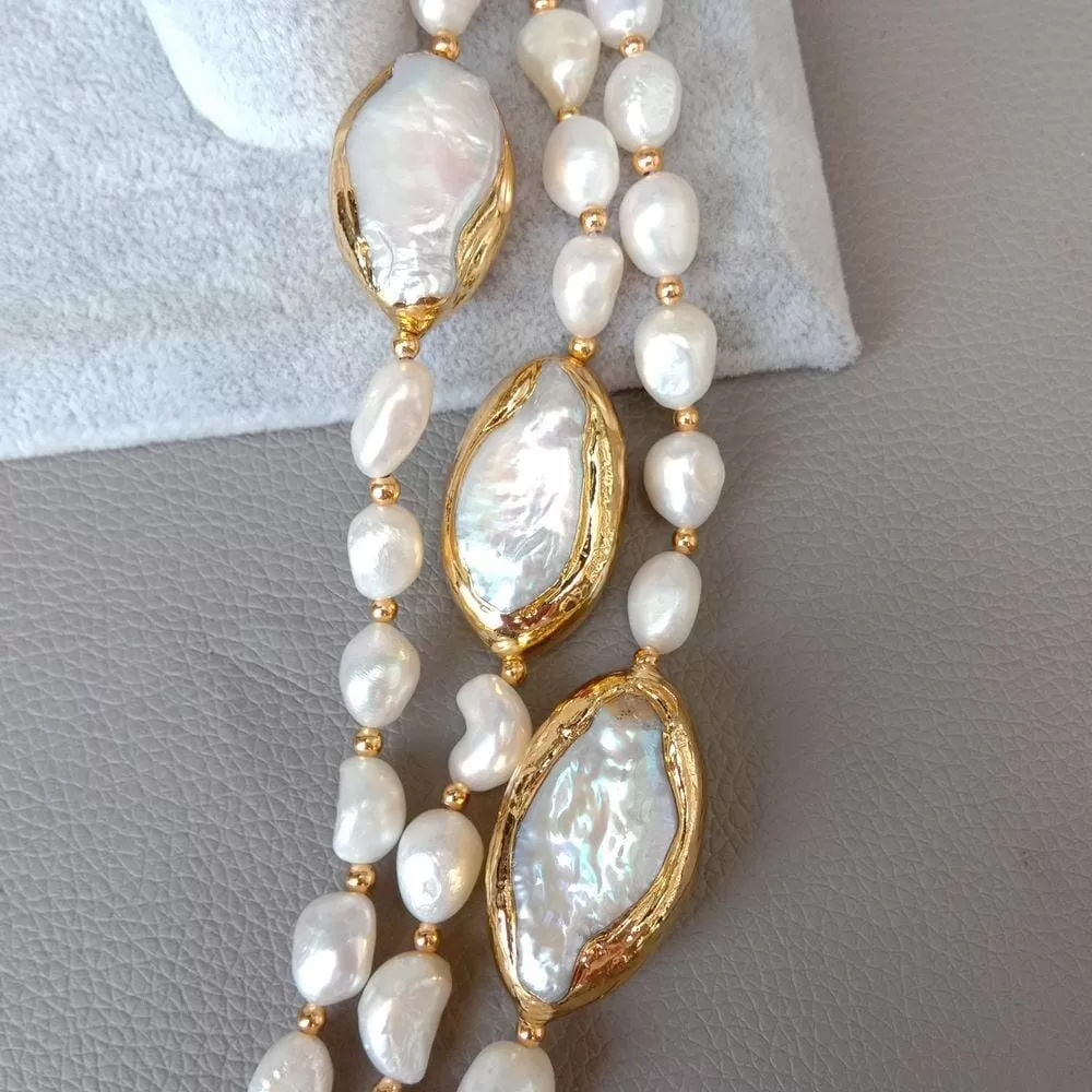 3 rows Cultured Baroque Pearl Necklace