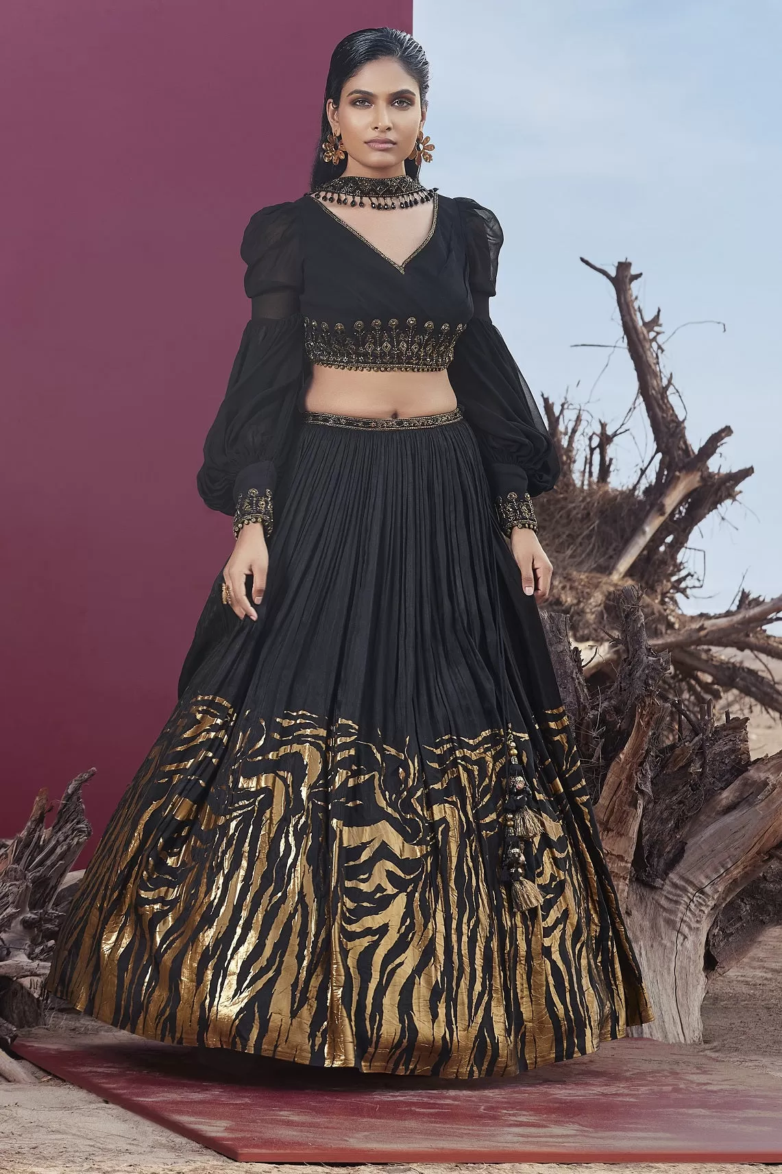 310067 Black Designer Georgette Lehenga with Dupatta