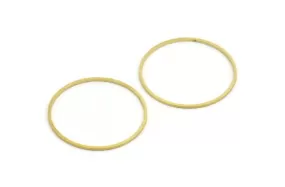 35mm Circle Connectors - 24 Raw Brass Circle Connectors (35x1x1mm) Bs 1087