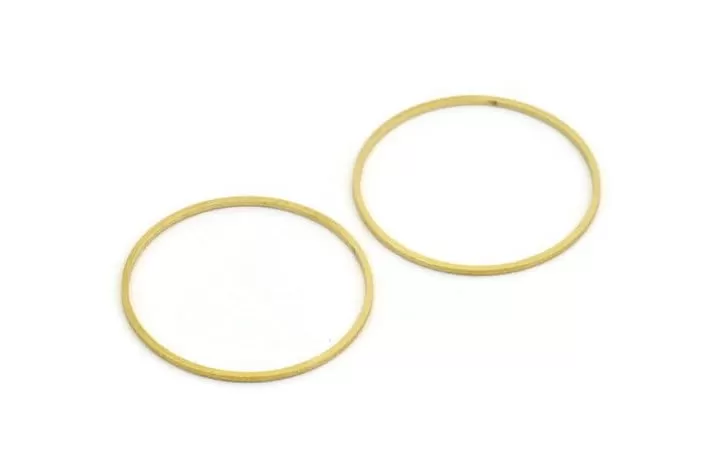 35mm Circle Connectors - 24 Raw Brass Circle Connectors (35x1x1mm) Bs 1087