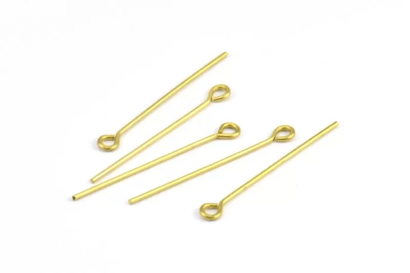 45mm Eye Pin, 25 Raw Brass Eye Pins, Findings (45x1.2mm) BS 2245