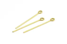 45mm Eye Pin, 25 Raw Brass Eye Pins, Findings (45x1.2mm) BS 2245