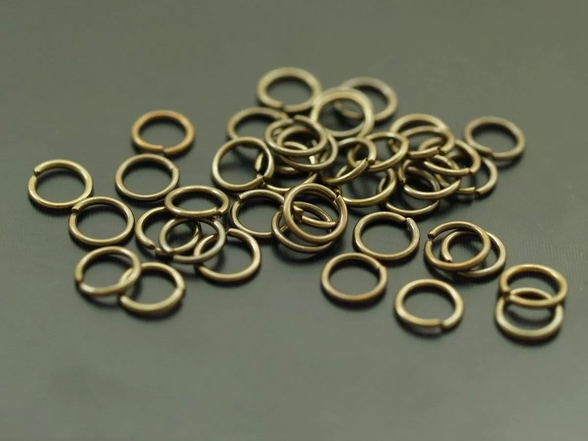 6mm Jump Ring - 100 Antique Brass Round Jump Ring Connectors Findings (6x0.90mm) R-03 A0328