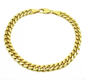 6mm Mens 18k Gold Plated Sterling Silver Heavy Cuban Chain Link Bracelet 9 inch