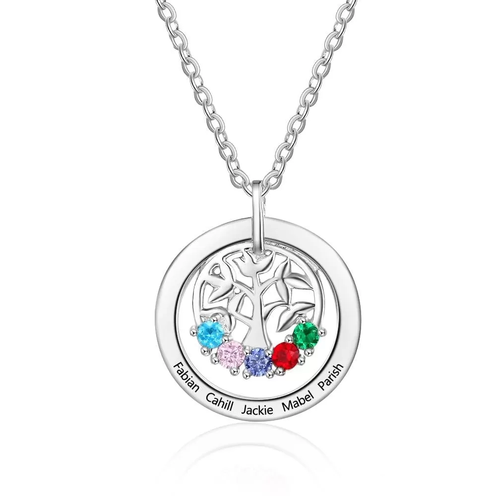 925 Sterling Silver Personalized Family Tree Pendant