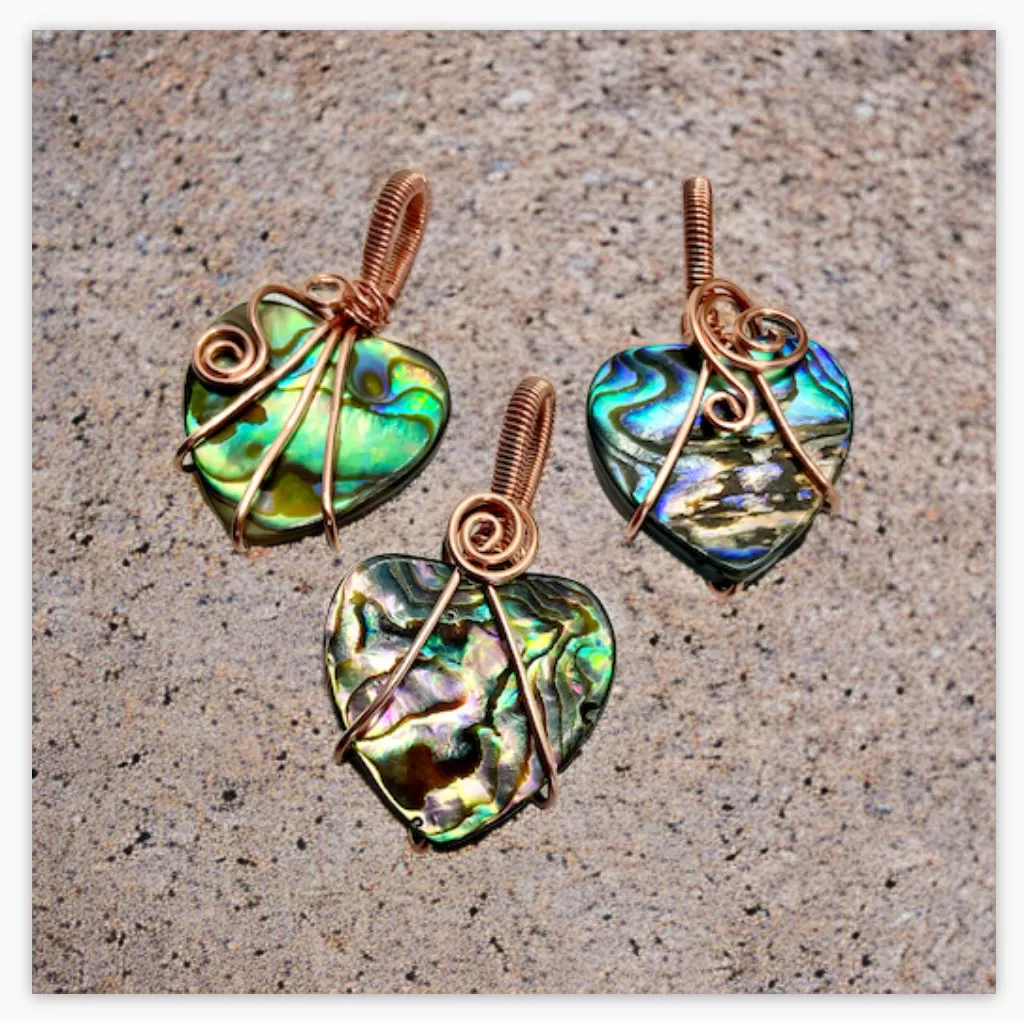 Abalone Shell Heart Shaped Pendants