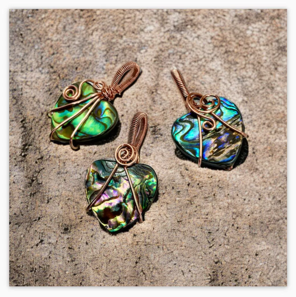 Abalone Shell Heart Shaped Pendants