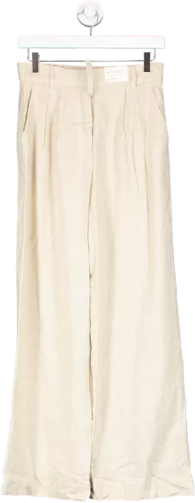 Abercrombie & Fitch Cream Ultra High Waist Wide Leg Linen Trousers W26