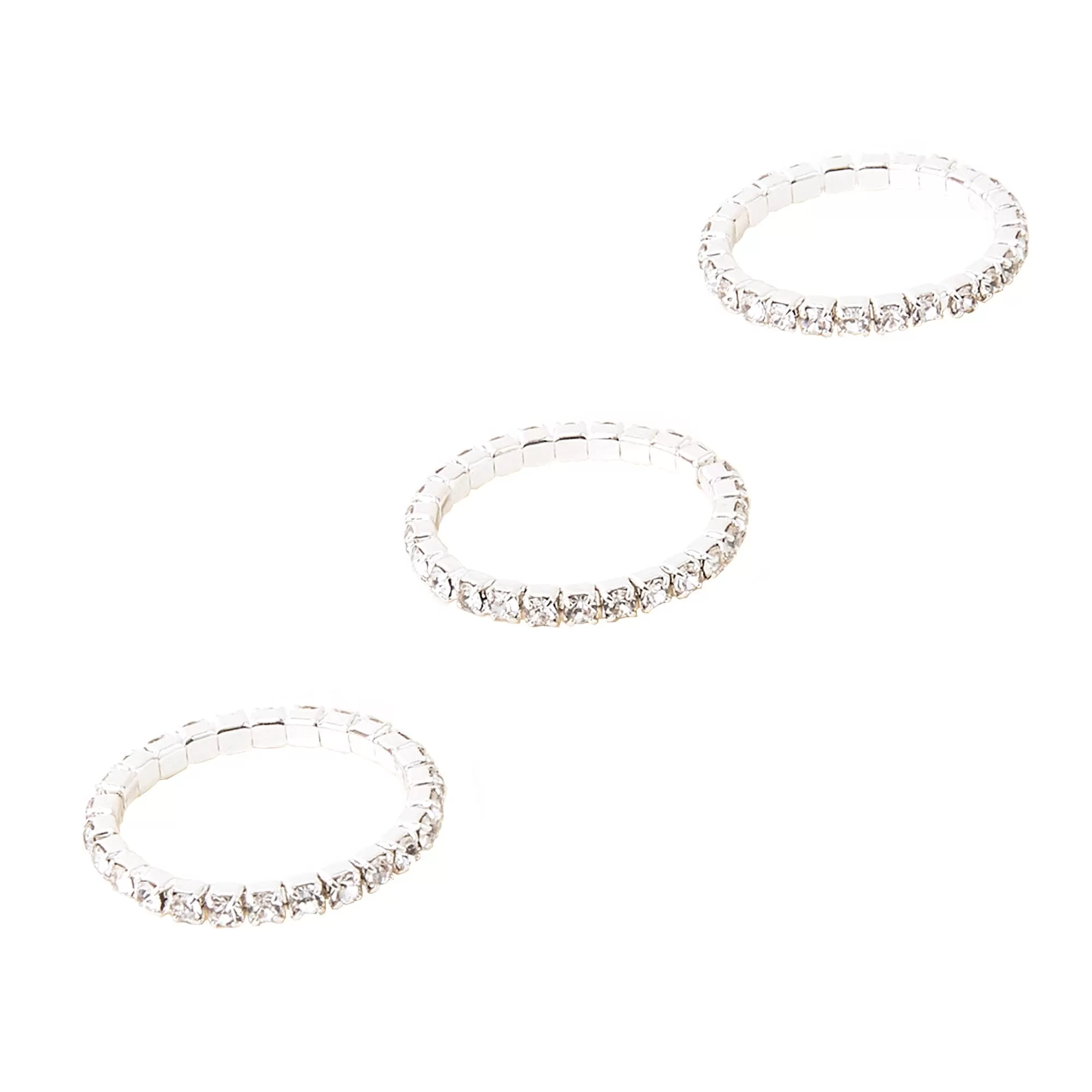 Accessorize London Women's Crystal Sparkle Rings Set Of Three White-Large