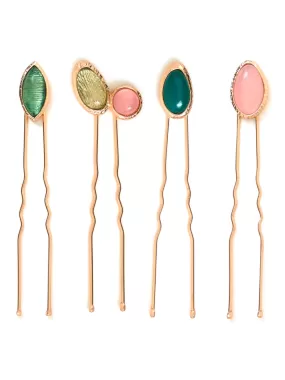 Accessorize London Women's Multi Gem Hair Pins Pack-4