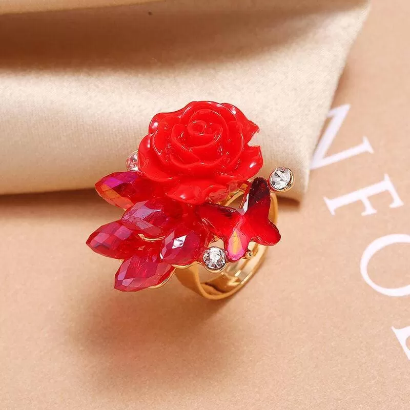 Adjusting Flower Rhinestone Rings