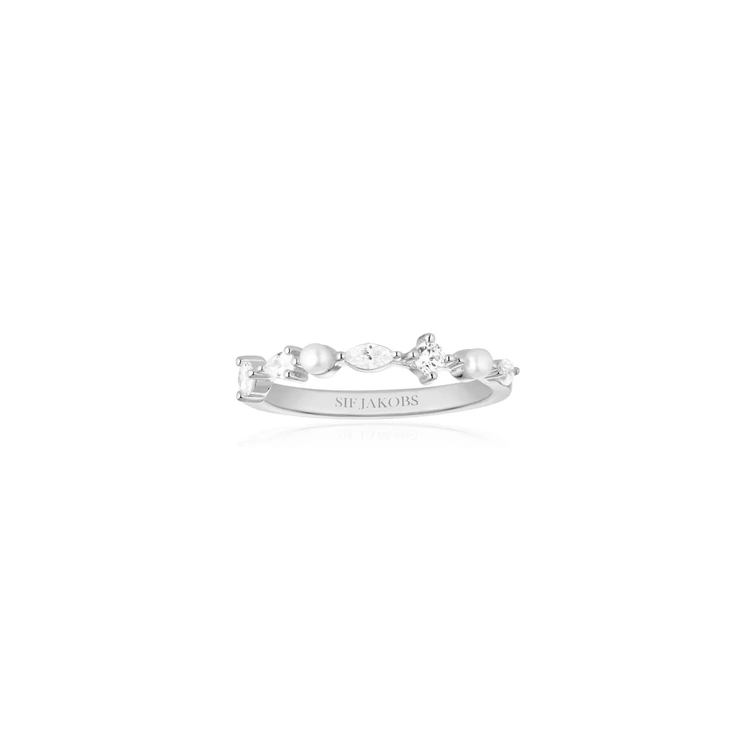 Adria Piccolo Silver Ring w. White Zirconias & Pearls