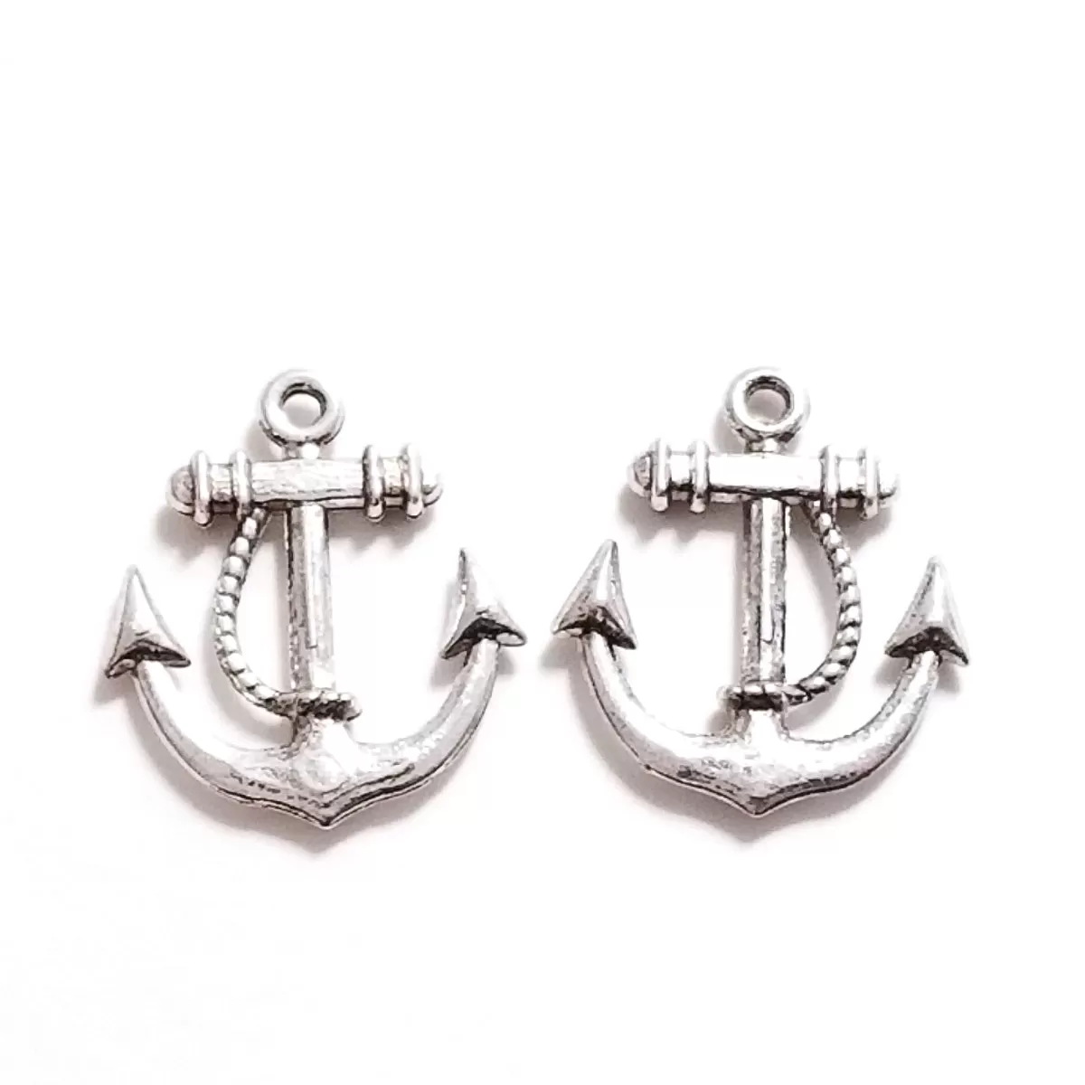 Anchor Charms, Double Sided Pendants, Antique Silver, Lead Free, Nickel Free, 23x21mm, Lot Size 10, #1114