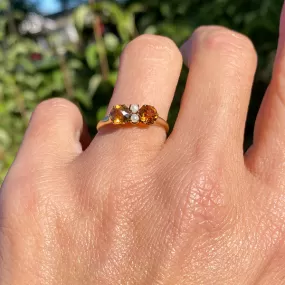 Antique Citrine & Pearl Ring