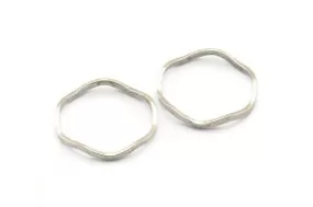 Antique Silver Circle Rings, 12 Antique Silver Plated Brass Wavy Circle Rings, Charms (18.50x0.80x1.5mm) E191 H0558