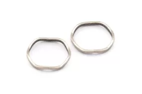 Antique Silver Circle Rings, 24 Antique Silver Plated Brass Wavy Circle Rings, Charms (15x0.80x1.5mm) BS 1758 H0554