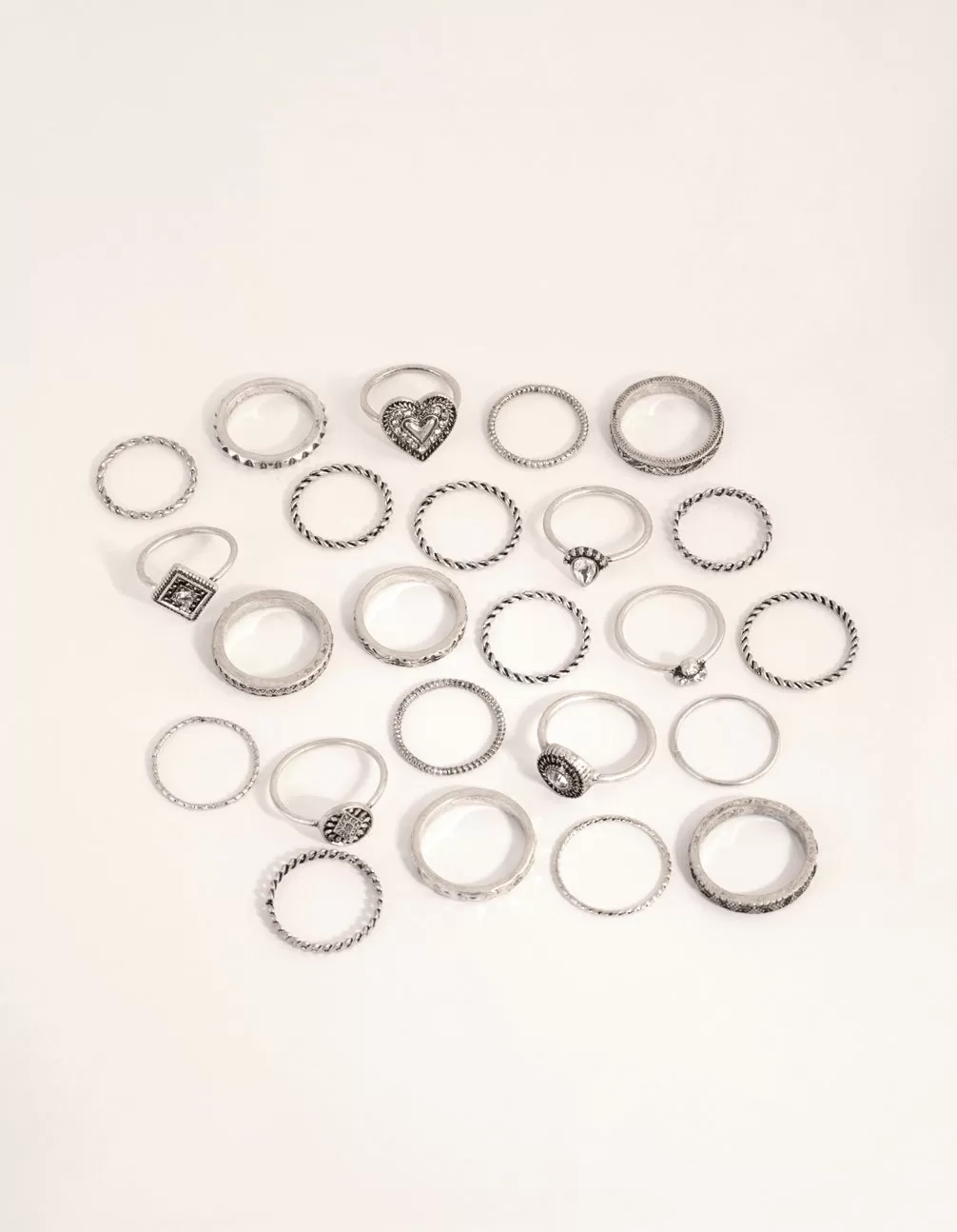 Antique Silver Etched Ring 24-Pack