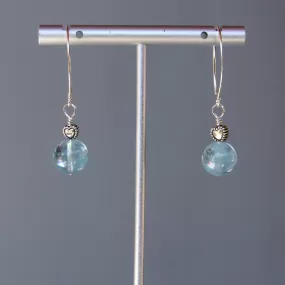 Aquamarine gemstone and Oxidized Sterling Silver Heart Earrings