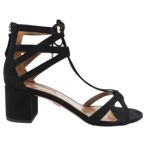 Aquazzura Black Suede Block Heel Sandal - 38.5 / 8