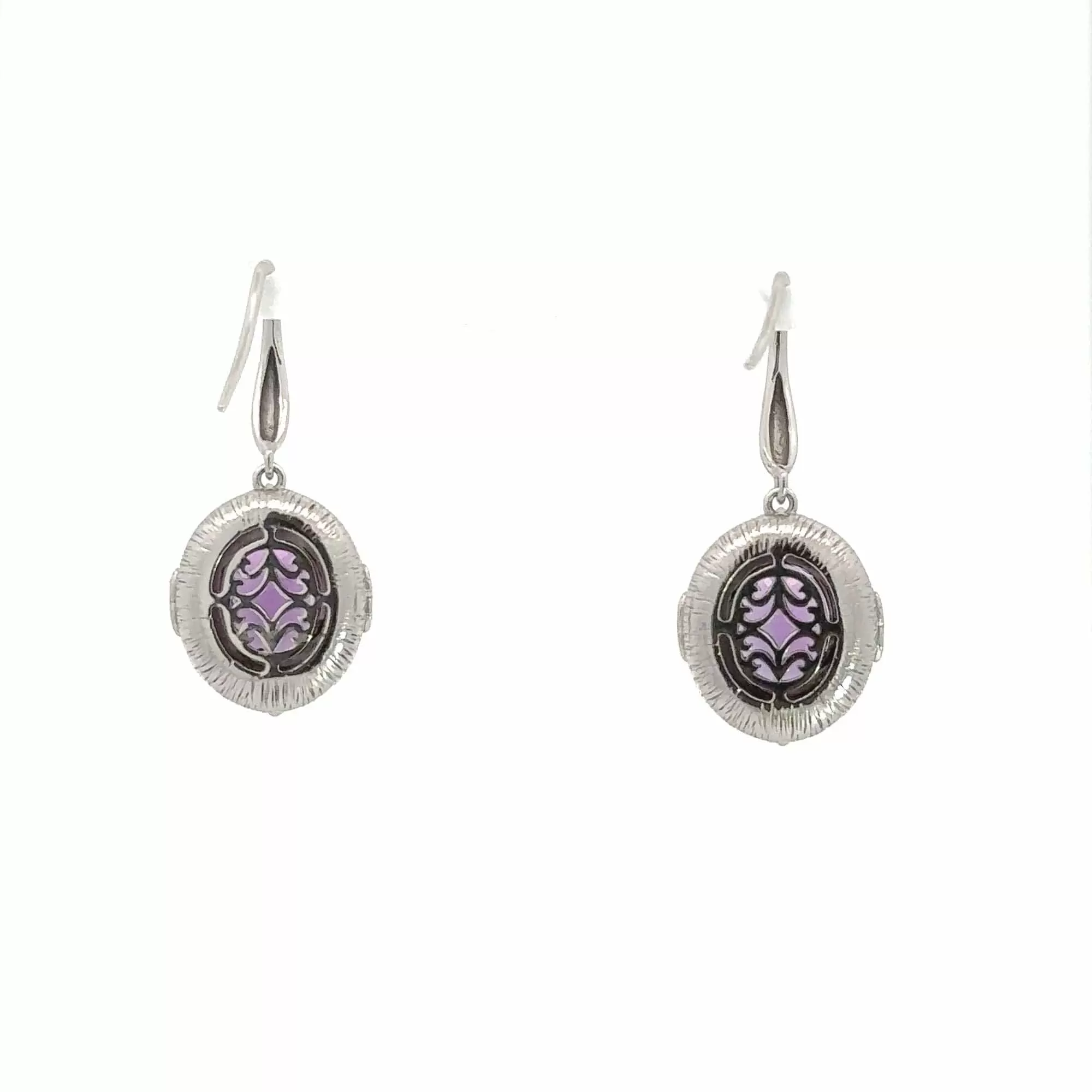 Baikalla Antique Sterling Silver Gold Plated Two Tone Amethyst Earrings