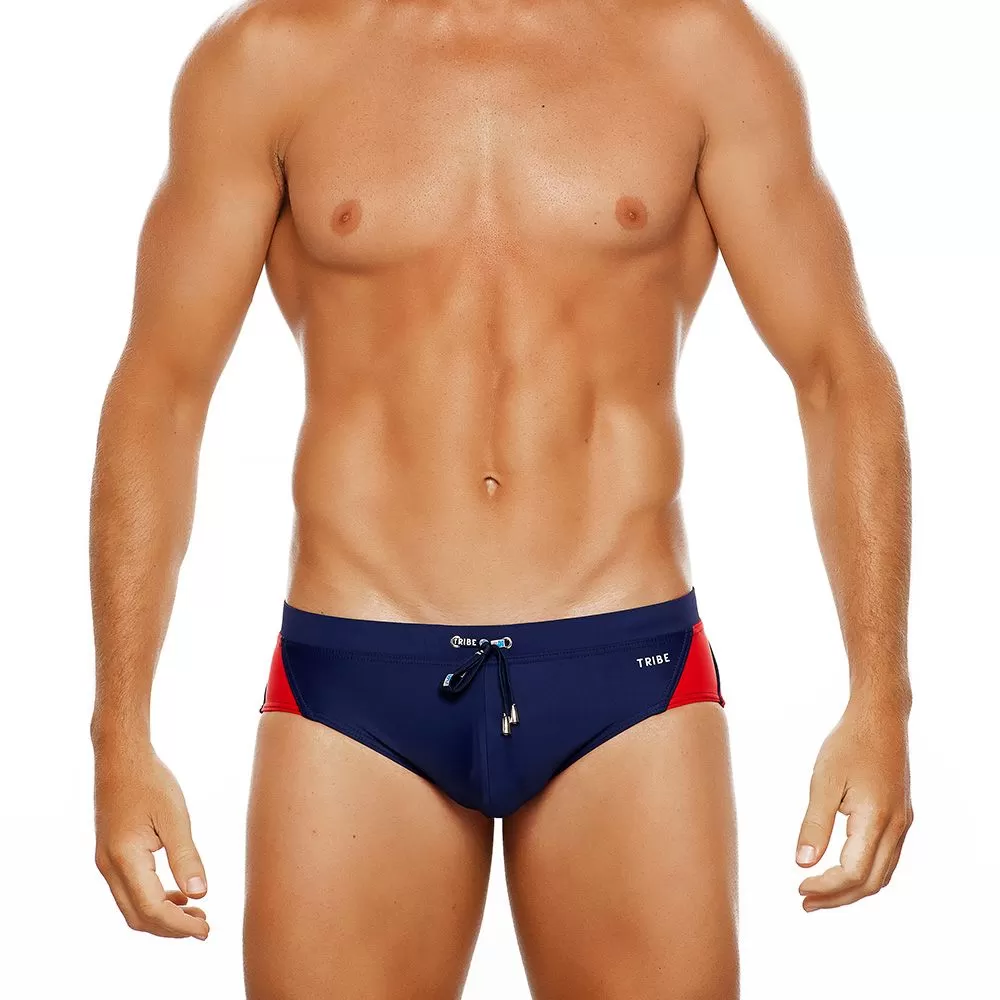 Barbados Lo Rise Swim Brief (Navy Red)