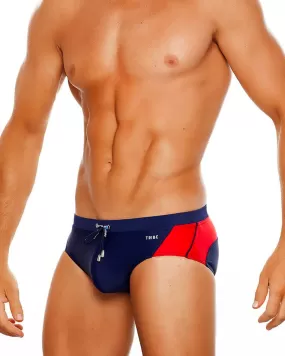 Barbados Lo Rise Swim Brief (Navy Red)