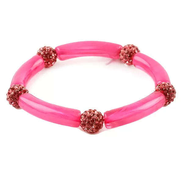 Barbie Theme Pave Stone Acetate Tube Bracelet