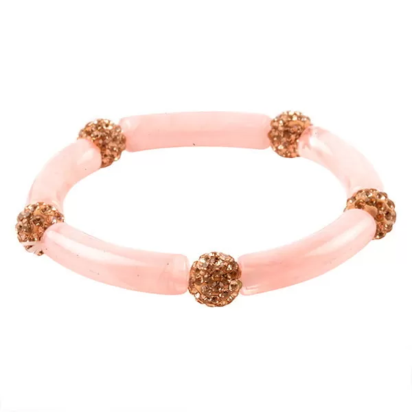 Barbie Theme Pave Stone Acetate Tube Bracelet