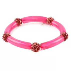 Barbie Theme Pave Stone Acetate Tube Bracelet