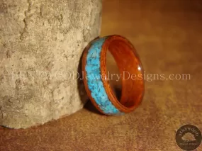 Bentwood Ring - Rosewood Ring with Turquoise Inlay